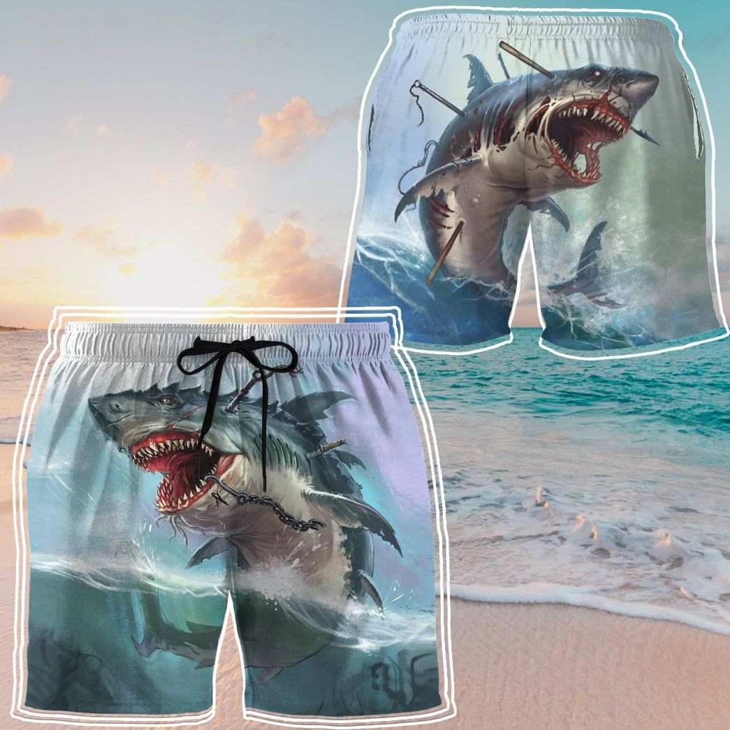 Gearhumans 3D Sharks Fury Custom Short Sleeve Shirt GS18062134 Hawai Shirt 