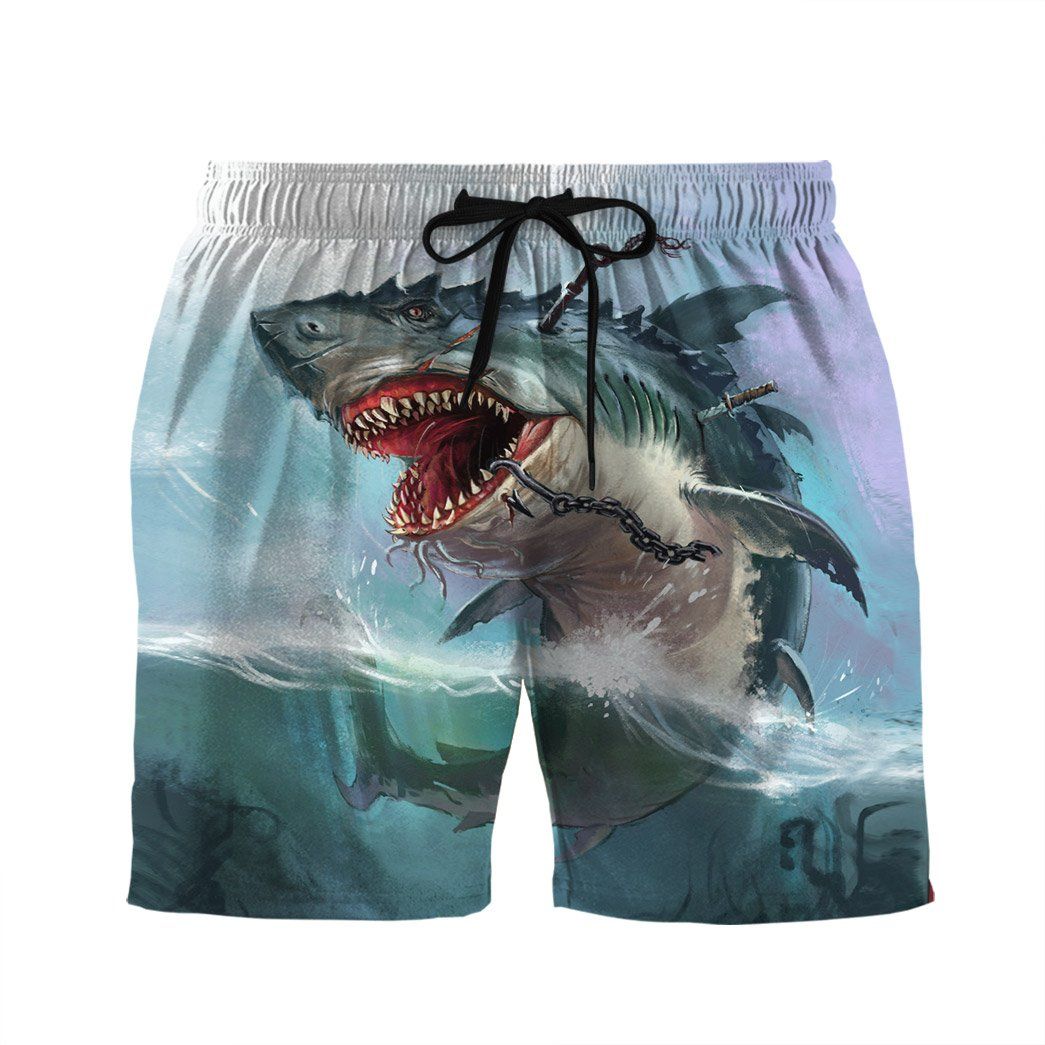 Gearhumans 3D Sharks Fury Custom Short Sleeve Shirt GS18062134 Hawai Shirt Men Shorts S 