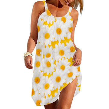 Gearhumans 3D She Smelled Of Sun and Daisies With A Hint Of River Water Custom Beach Dress G003062118 Beach Dress Beach Dress S 
