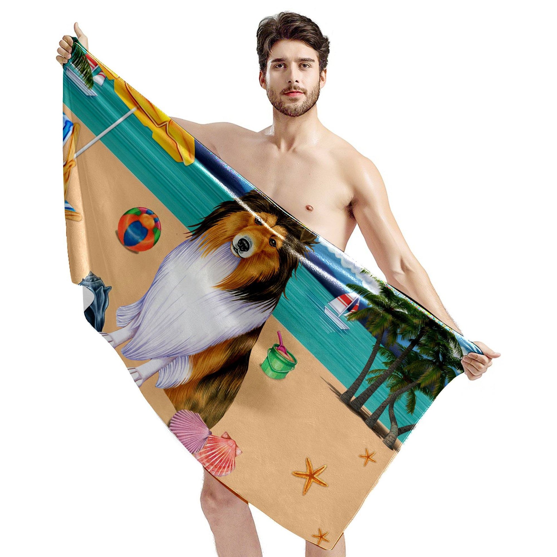 Gearhumans 3D Shetland Sheepdog Custom Beach Towel GW120521 Towel 