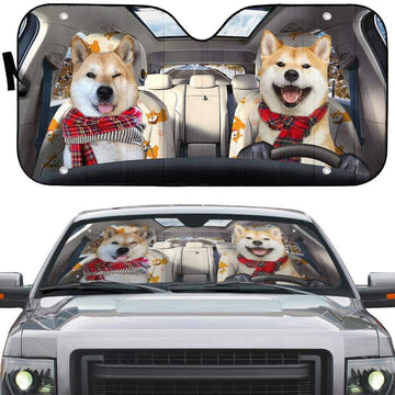 Gearhumans 3D Shiba Pinic Time Auto Sunshade