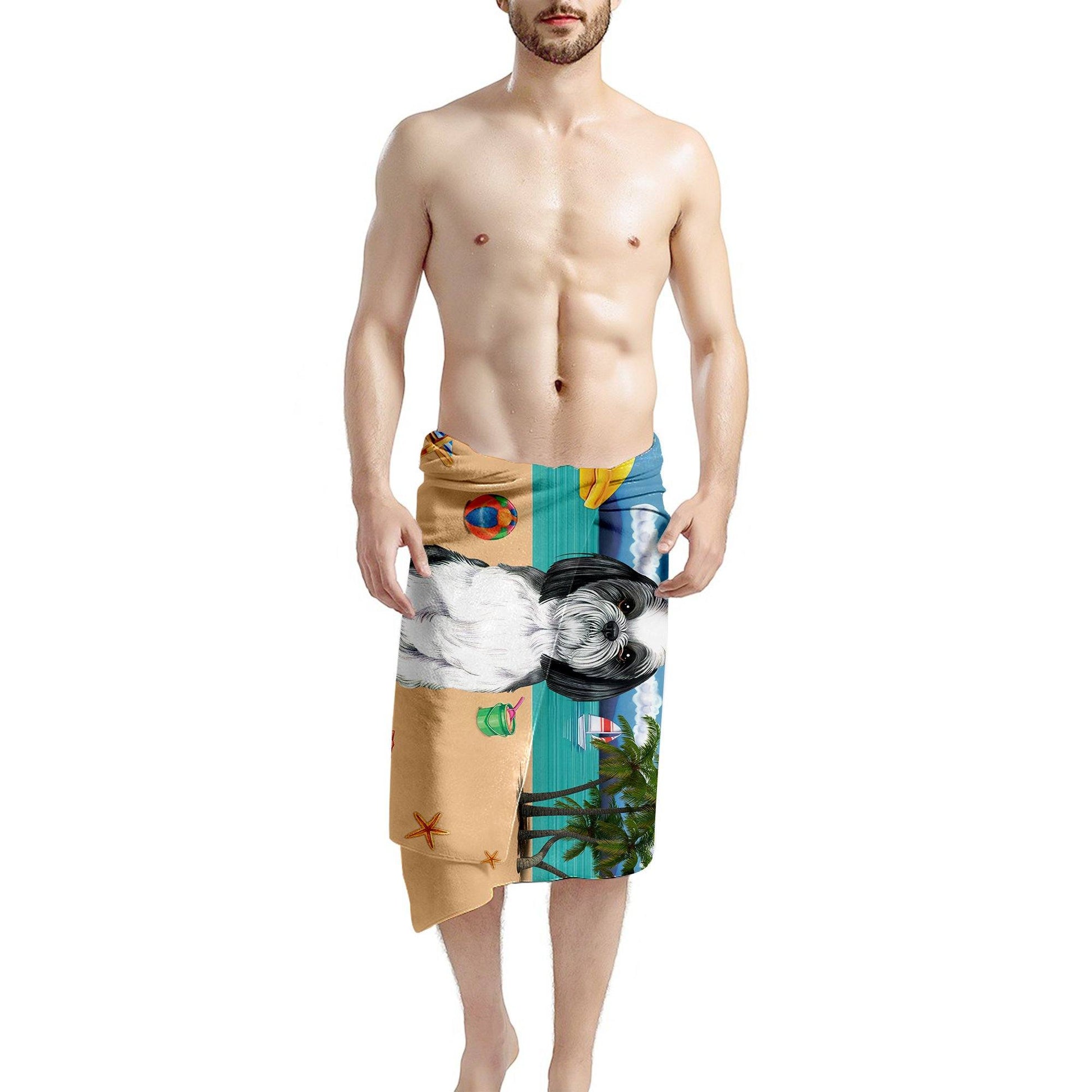 Gearhumans 3D Shih Tzu Dog Custom Beach Towel GW120522 Towel 
