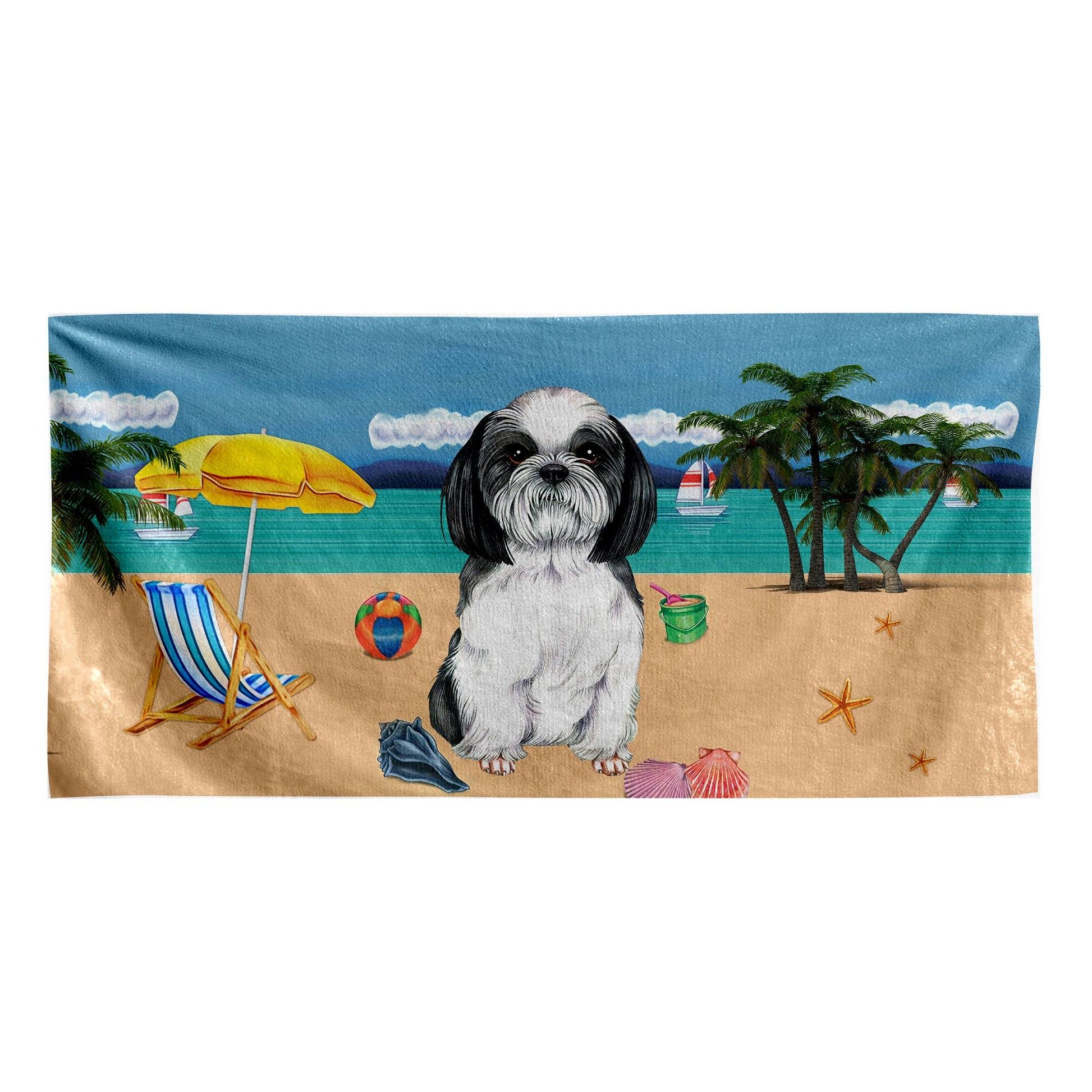 Gearhumans 3D Shih Tzu Dog Custom Beach Towel GW120522 Towel Towel 60''x30'' 