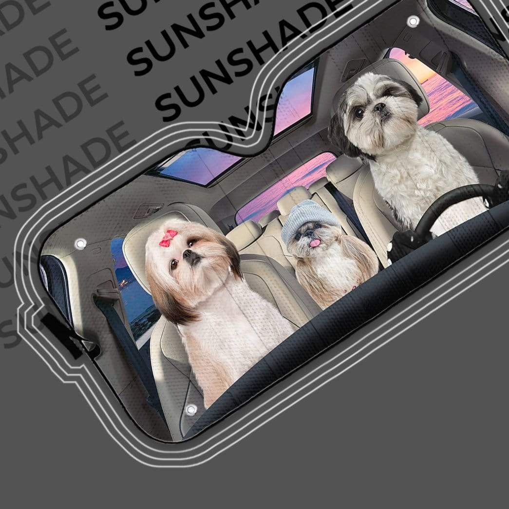 gearhumans 3D Shih Tzu Dogs Custom Car Auto Sunshade GW10061 Auto Sunshade 