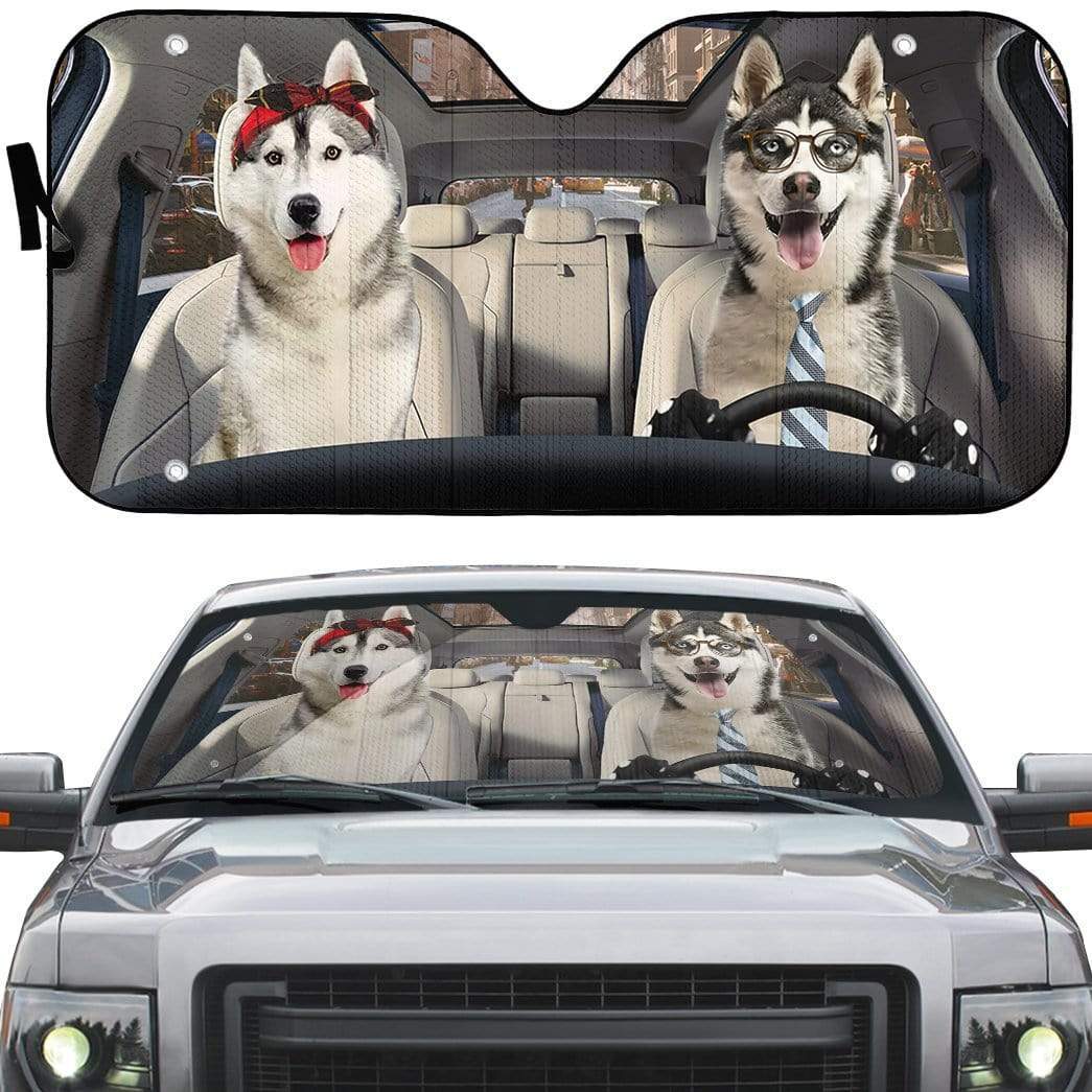 gearhumans 3D Siberian Husky Dog Custom Car Auto Sunshade GV01076 Auto Sunshade 
