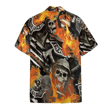 Gearhumans 3D Skull Firefighter Custom Hawaii Shirt