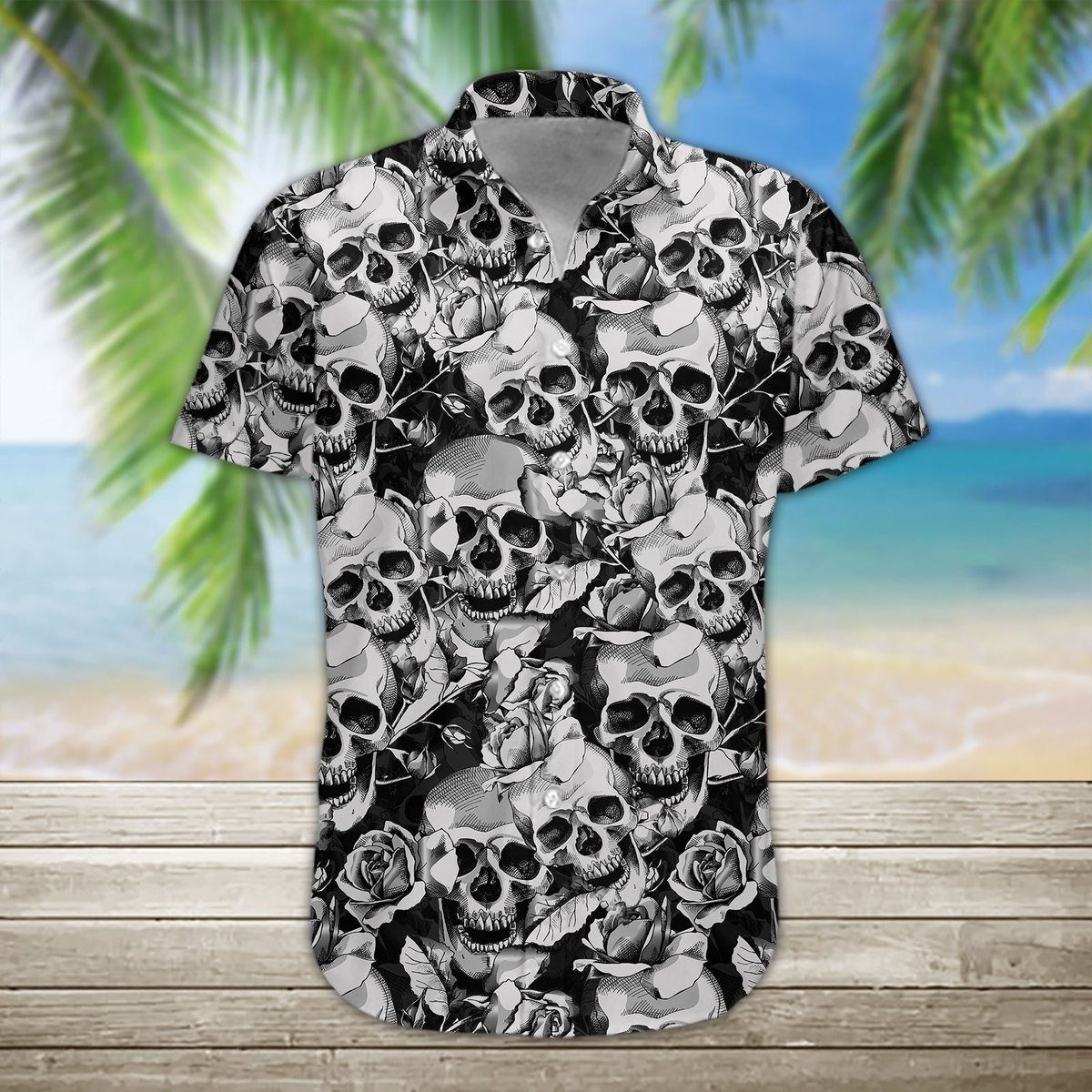 Gearhumans 3D Skull Hawaii Shirt hawaii Short Sleeve Shirt