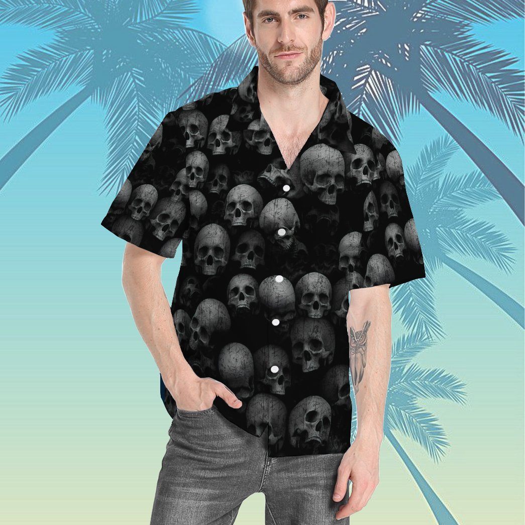 Gearhumans 3D Skull Hawaii Shirt ZB160315 Hawai Shirt 