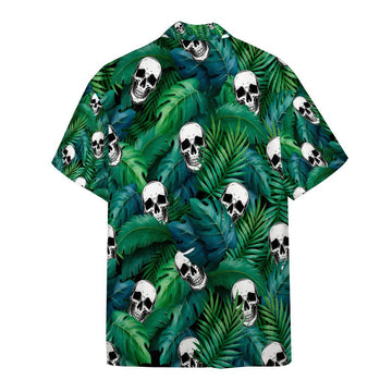 Gearhumans 3D Skull Tropical Hawaiian Custom Short Sleeve Shirt