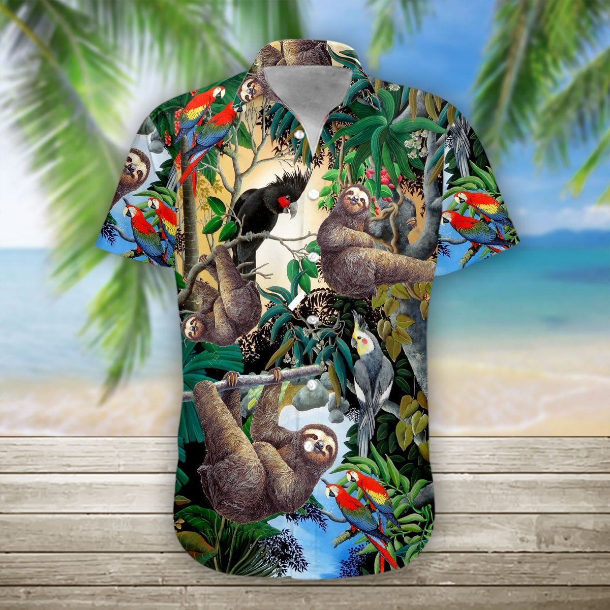 Gearhumans 3D Sloth Hawaii Shirt ZG-HW05082002 Short Sleeve Shirt