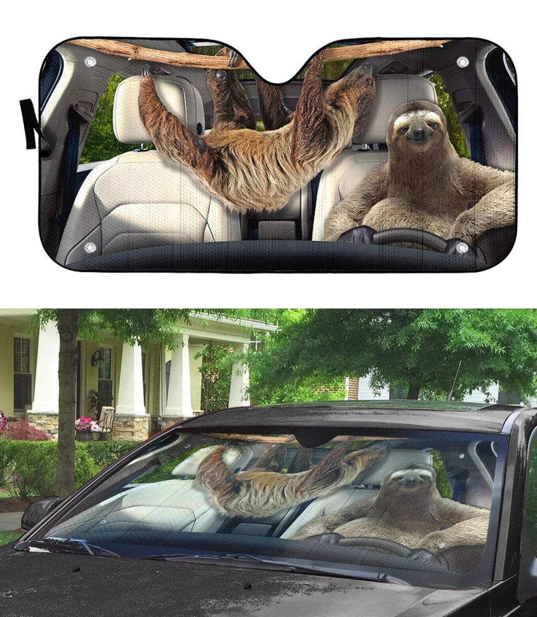 gearhumans 3D Sloths Custom Car Auto Sunshade GL07085 Auto Sunshade 