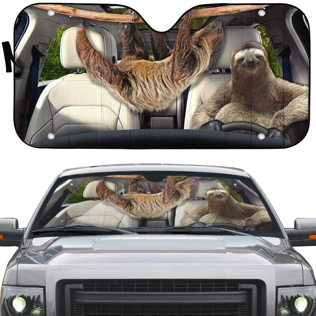 gearhumans 3D Sloths Custom Car Auto Sunshade GL07085 Auto Sunshade 