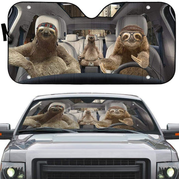 Gearhumans 3D Sloths Custom Car Auto Sunshade