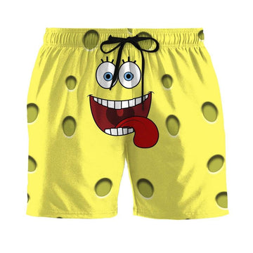 Gearhumans 3D Smiling SpongeBob SquarePants Custom Summer Beach Shorts Swim Trunks GV19061 Men Shorts Men Shorts S 