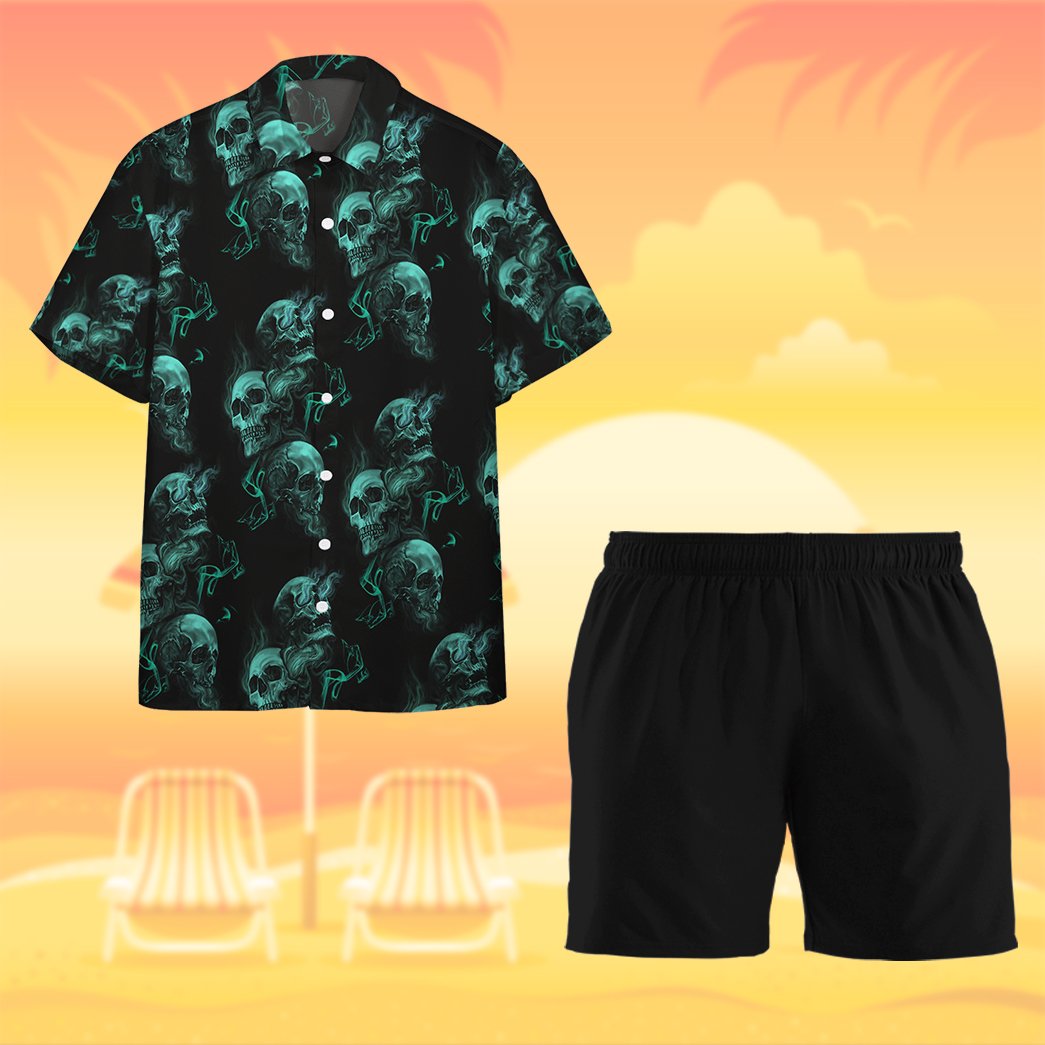 Gearhumans 3D Smoke Skull Custom Short Sleeve Shirt GO06052112 Hawai Shirt 