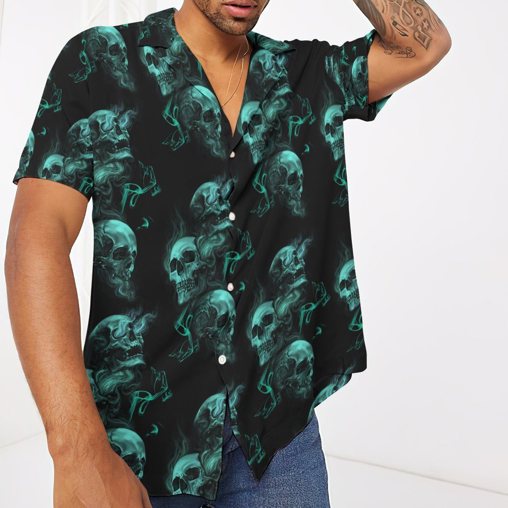 Gearhumans 3D Smoke Skull Custom Short Sleeve Shirt GO06052112 Hawai Shirt 