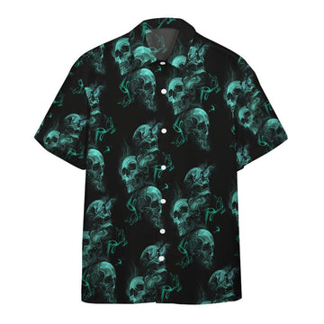 Gearhumans 3D Smoke Skull Custom Short Sleeve Shirt GO06052112 Hawai Shirt Short Sleeve Shirt S 