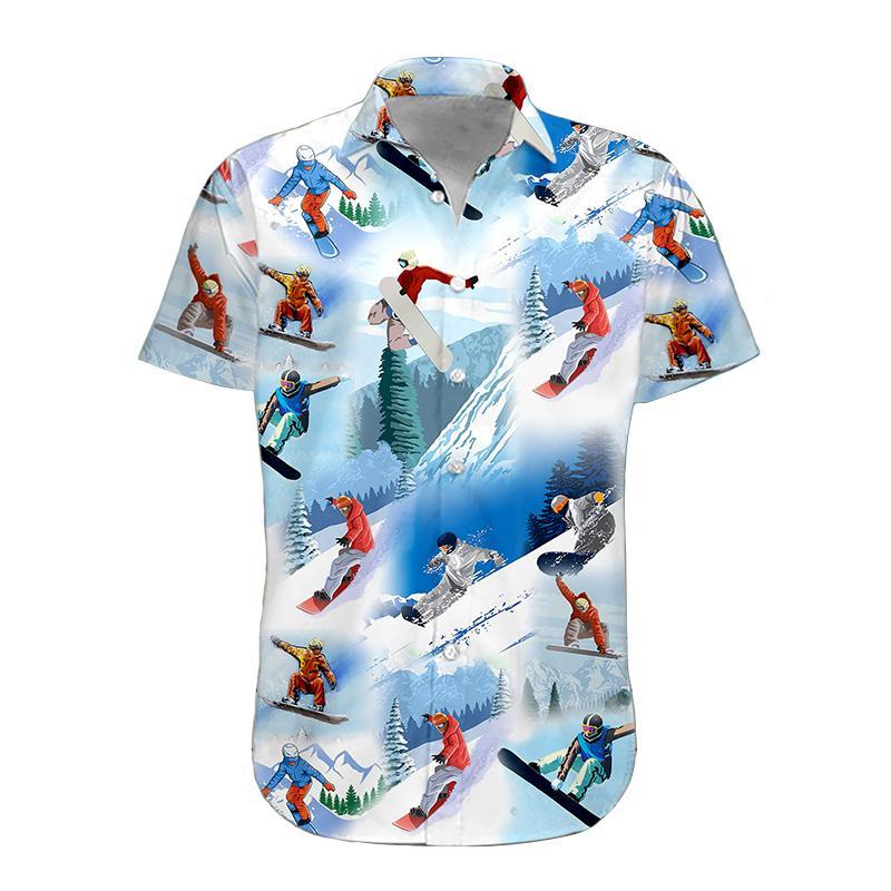 Gearhumans 3D Snowboarding Hawaii Shirt hawaii Short Sleeve Shirt S