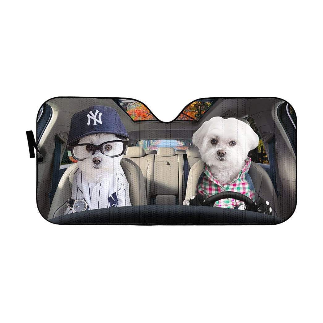 gearhumans 3D Soulmate Friend Terrier Dogs In Car Custom Car Auto Sunshade GV230617 Auto Sunshade 57''x27.5'' 