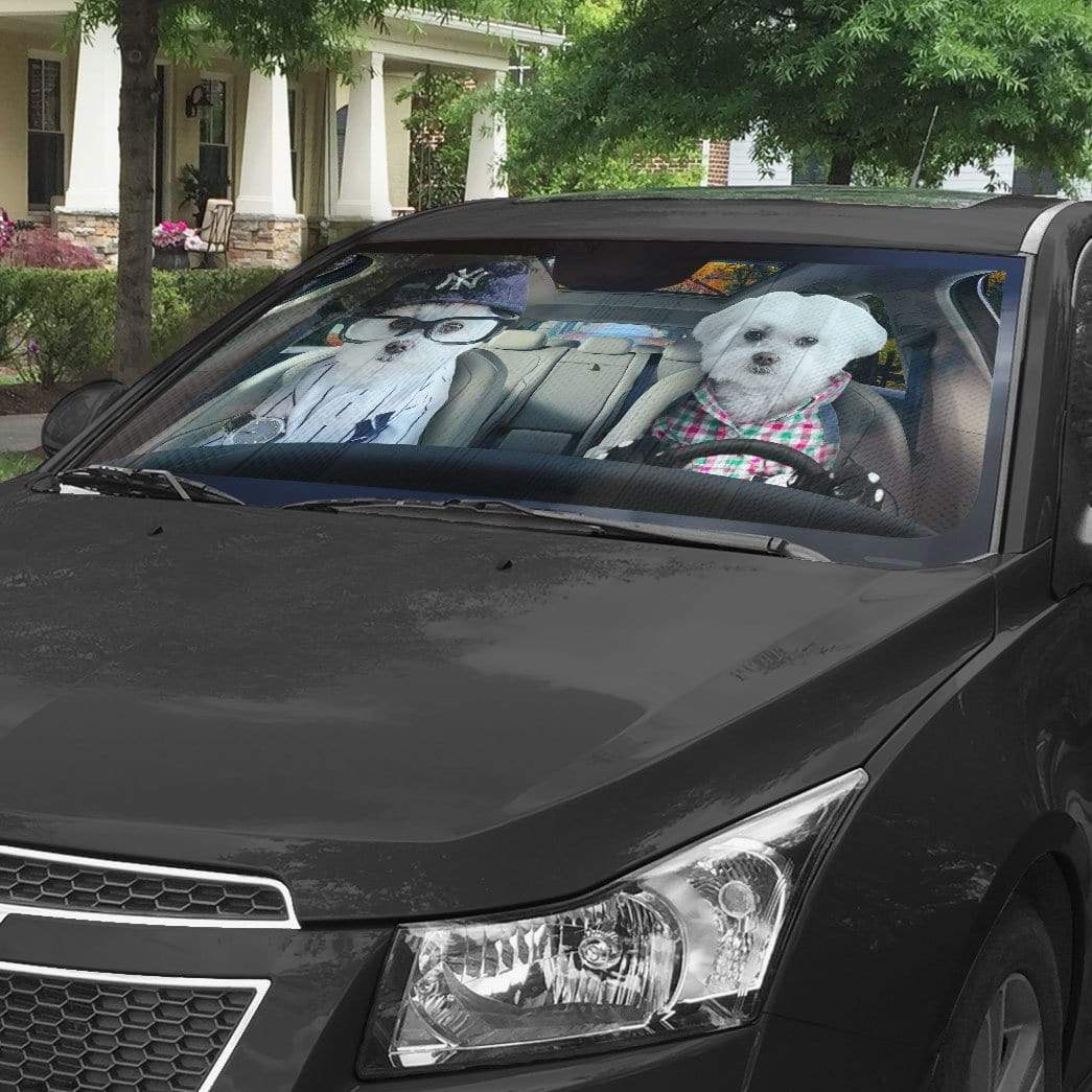 gearhumans 3D Soulmate Friend Terrier Dogs In Car Custom Car Auto Sunshade GV230617 Auto Sunshade 