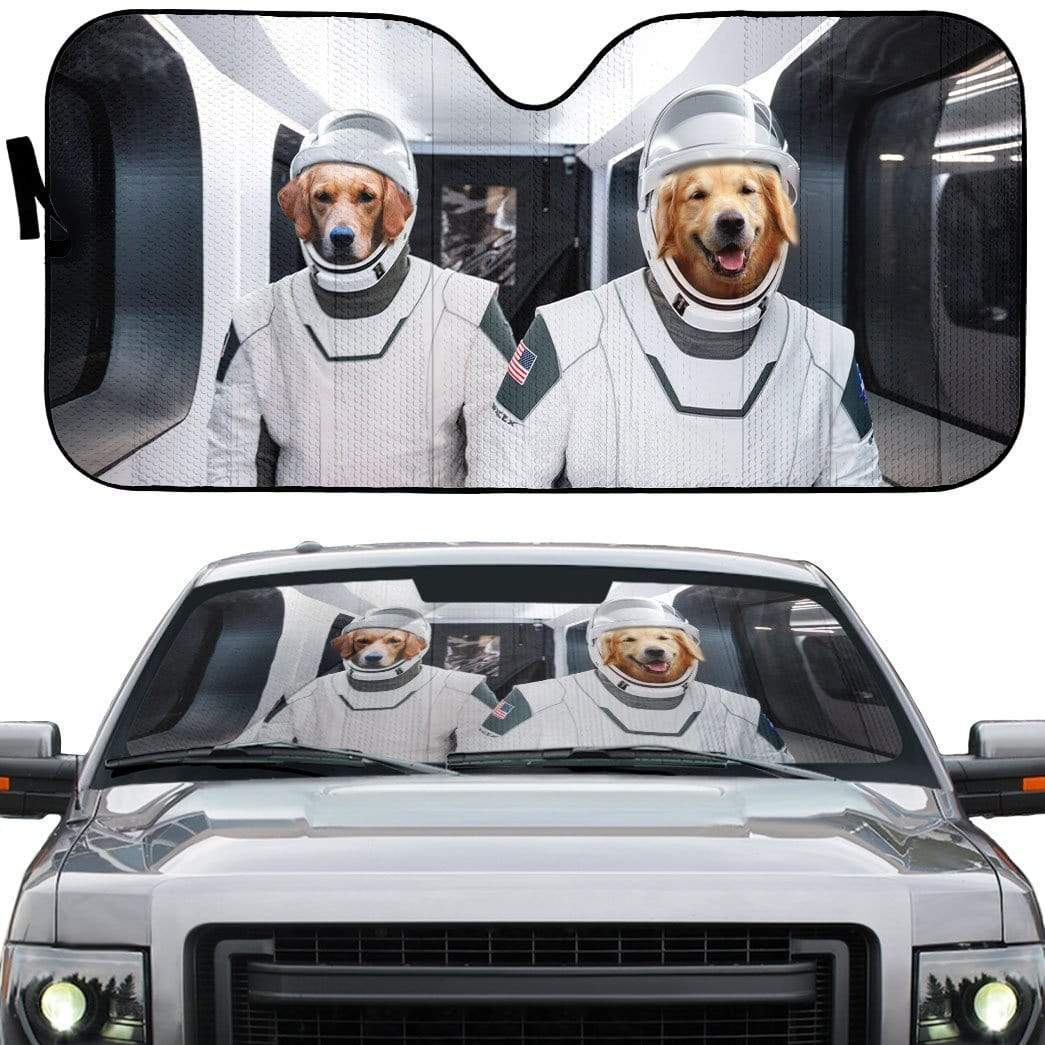 gearhumans 3D Space X Golden Retriever Custom Car Auto Sunshade GV01065 Auto Sunshade 