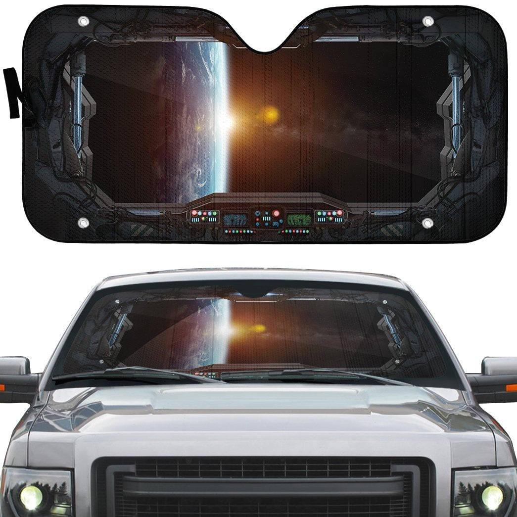 Gearhumans 3D Spaceship Custom Car Auto Sunshade GO23042115 Auto Sunshade 