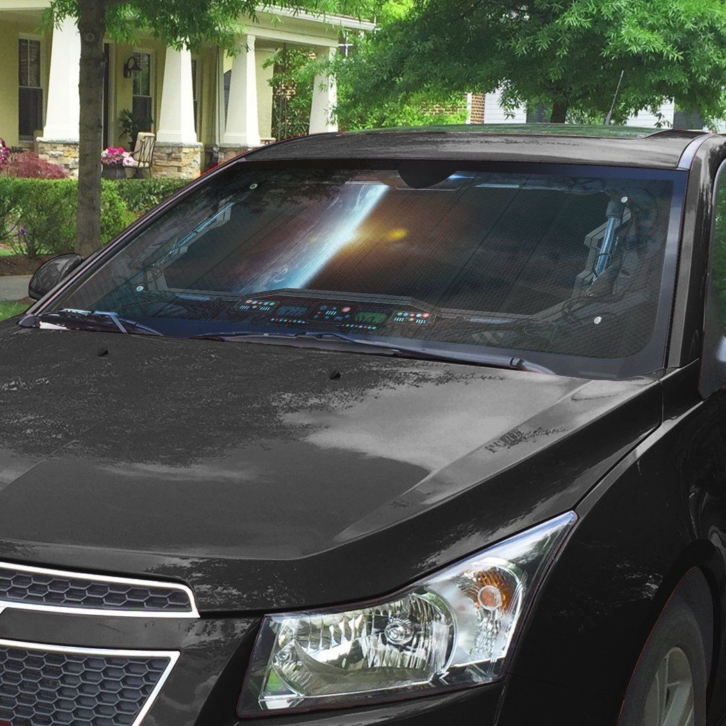 Gearhumans 3D Spaceship Custom Car Auto Sunshade GO23042115 Auto Sunshade 