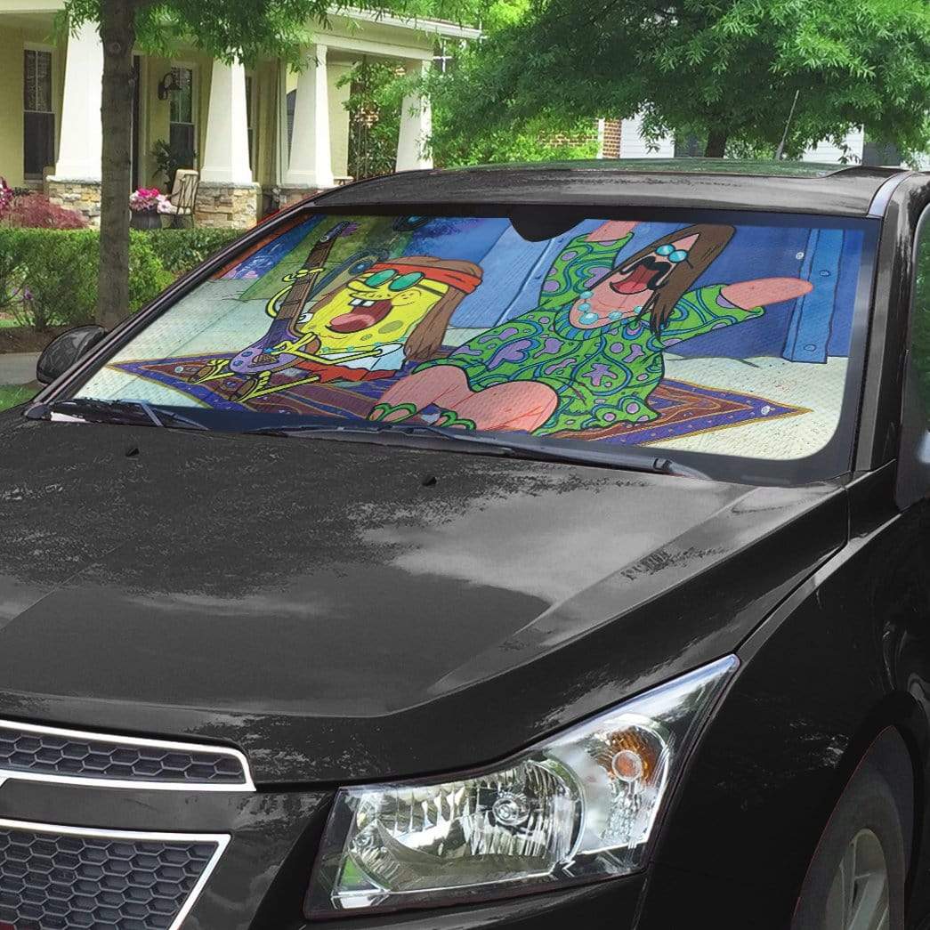 gearhumans 3D Spongebob And Patrick Hippie Custom Car Auto Sunshade GL100834 Auto Sunshade 