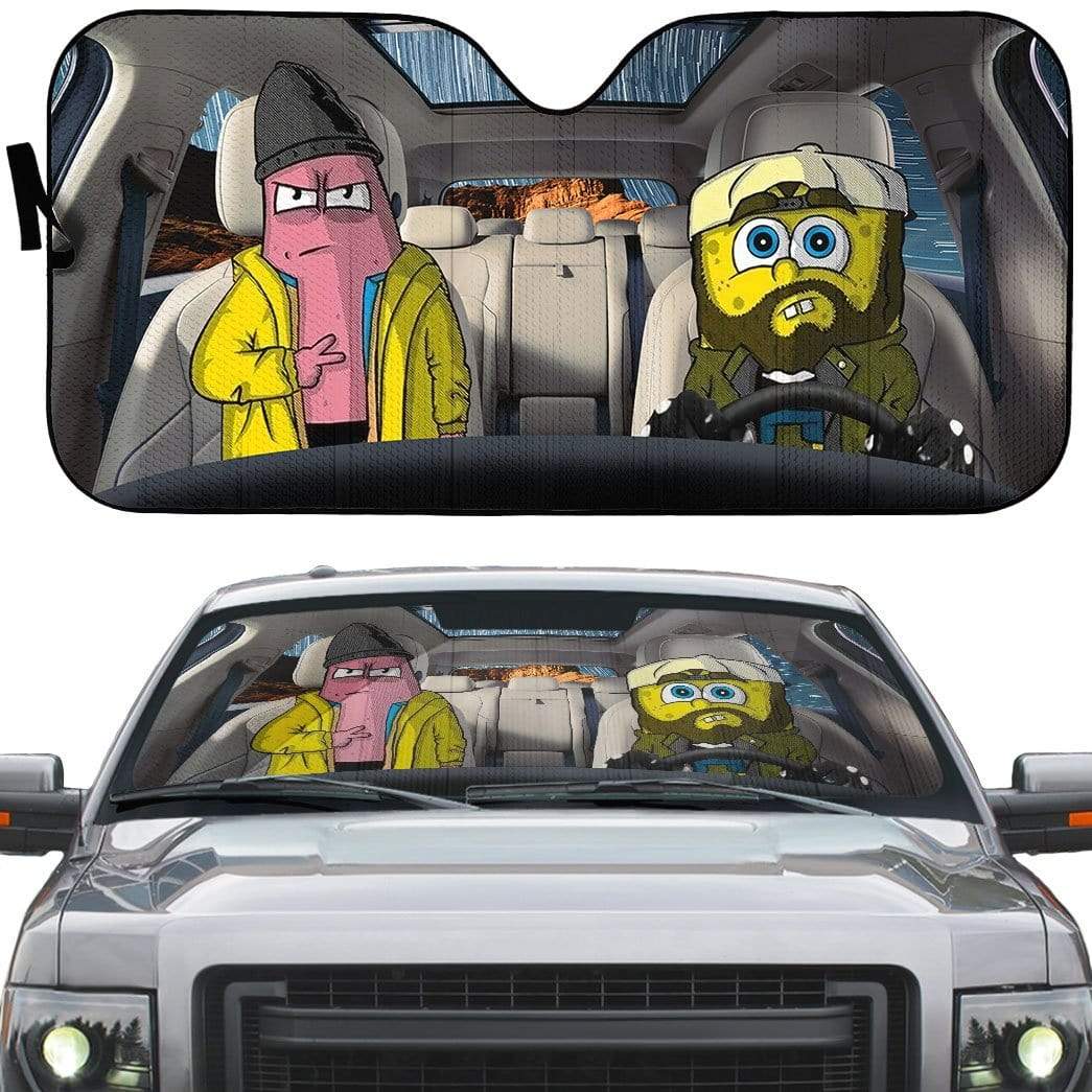 gearhumans 3D Spongebob And Patrick Rob Custom Car Auto Sunshade GL17061 Auto Sunshade 