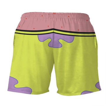 Gearhumans 3D SpongeBob and Patrick Star Front And Back Custom Summer Beach Shorts Swim Trunks