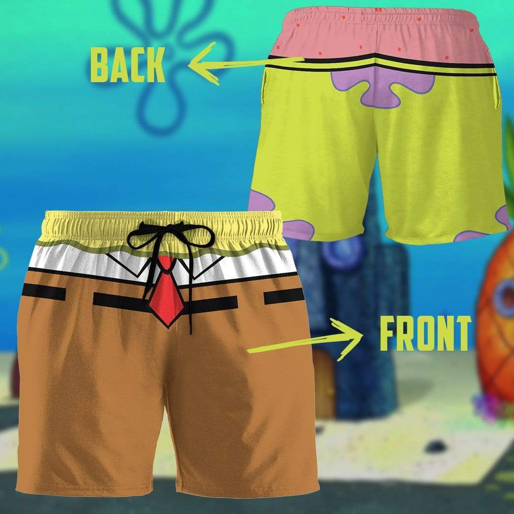 Gearhumans 3D SpongeBob and Patrick Star Front And Back Custom Summer Beach Shorts Swim Trunks GV28061 Men Shorts 