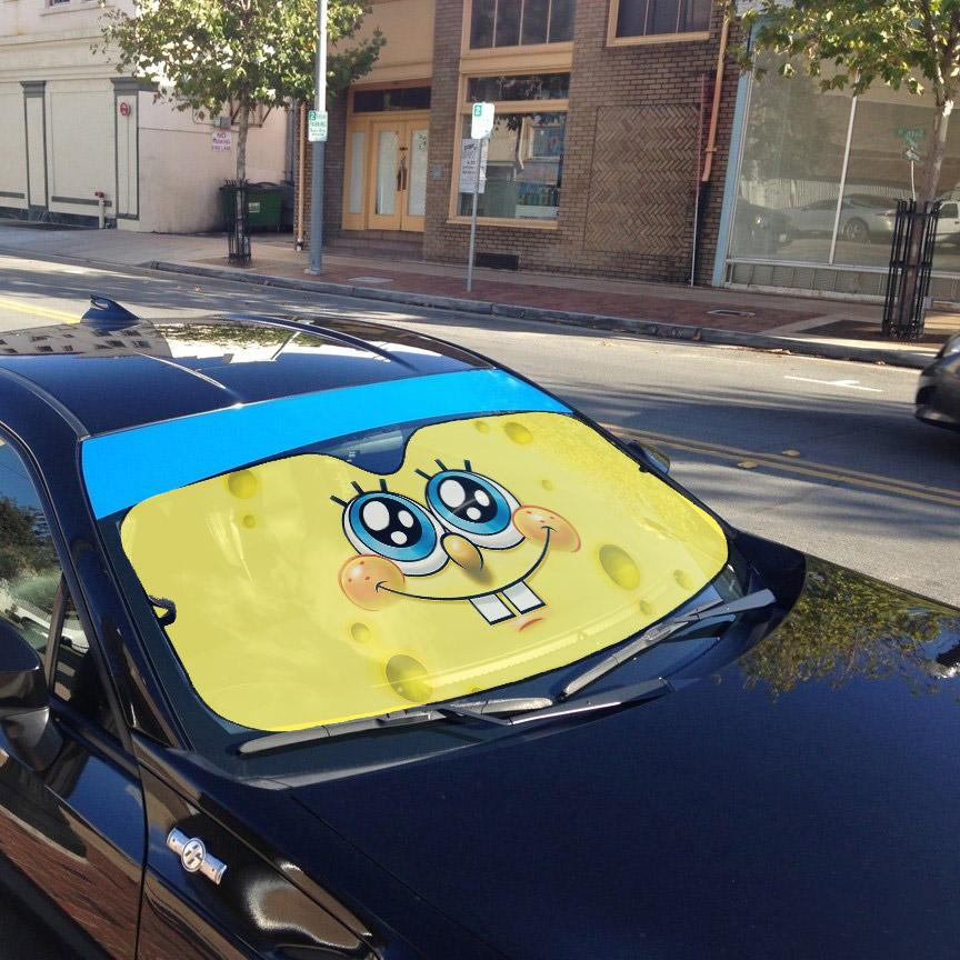 Gearhumans 3D SpongeBob Custom Car Auto Sunshade GO23042126 Auto Sunshade 