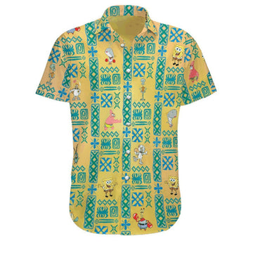 Gearhumans 3D Spongebob Squarepants Hawaii Shirt ZB290355 Hawai Shirt Short Sleeve Shirt S 