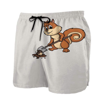 Gearhumans 3D Squirrel Hiding Nuts Custom Beach Shorts Swim Trunks