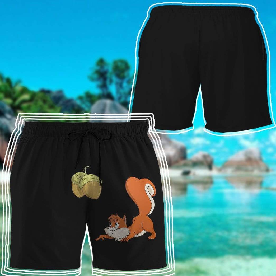 Gearhumans 3D Squirrel Sneak Up To Nuts Custom Beach Shorts Swim Trunks GV09077 Men Shorts