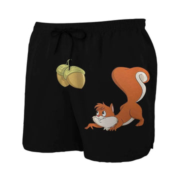 Gearhumans 3D Squirrel Sneak Up To Nuts Custom Beach Shorts Swim Trunks