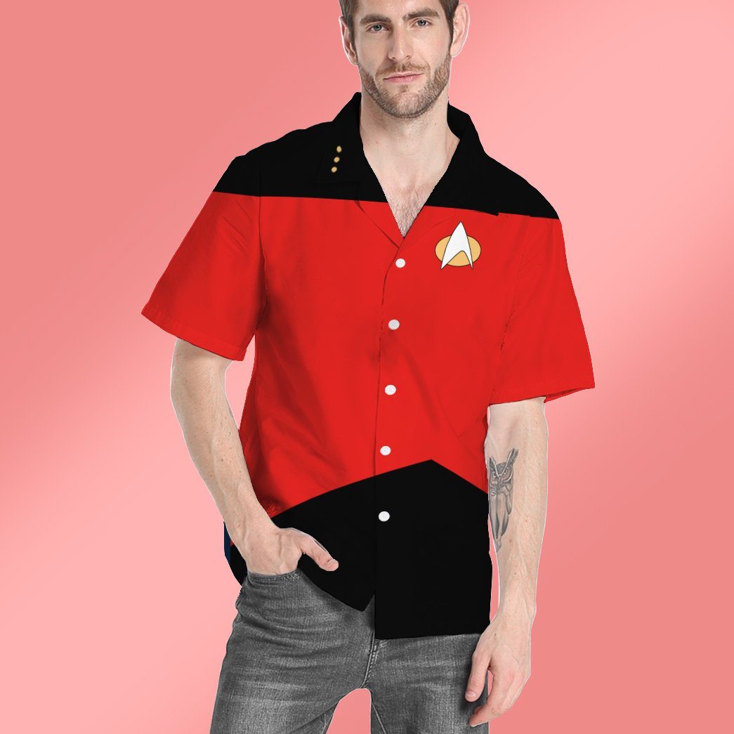 Gearhumans 3D Star Trek The Next Generation Red Uniform Custom Hawaii Shirt GO19052110 Hawai Shirt 