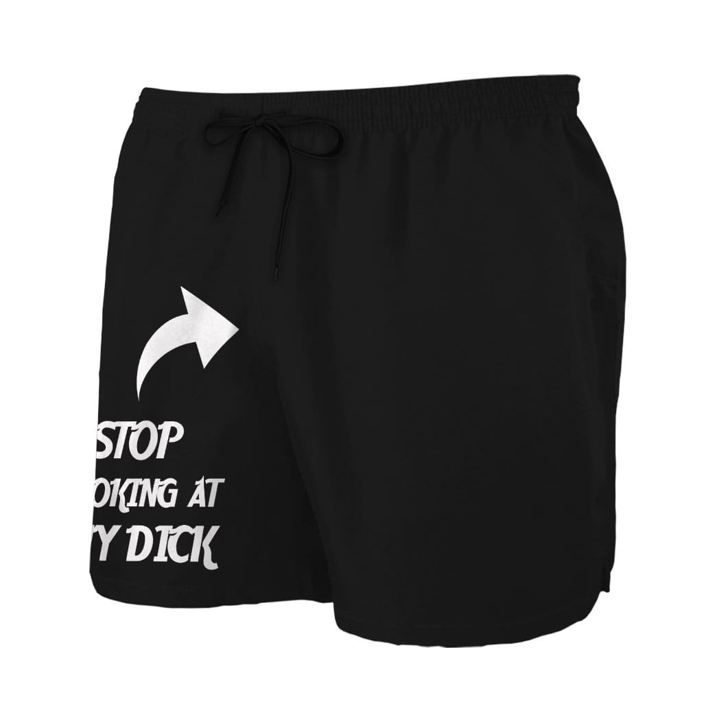 Gearhumans 3D Stop Looking At My Dick Custom Beach Shorts Swim Trunks GV11063 Men Shorts 