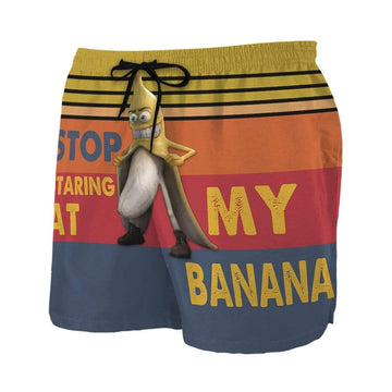 Gearhumans 3D Stop staring at my banana Summer Beach Shorts Swim Trunks