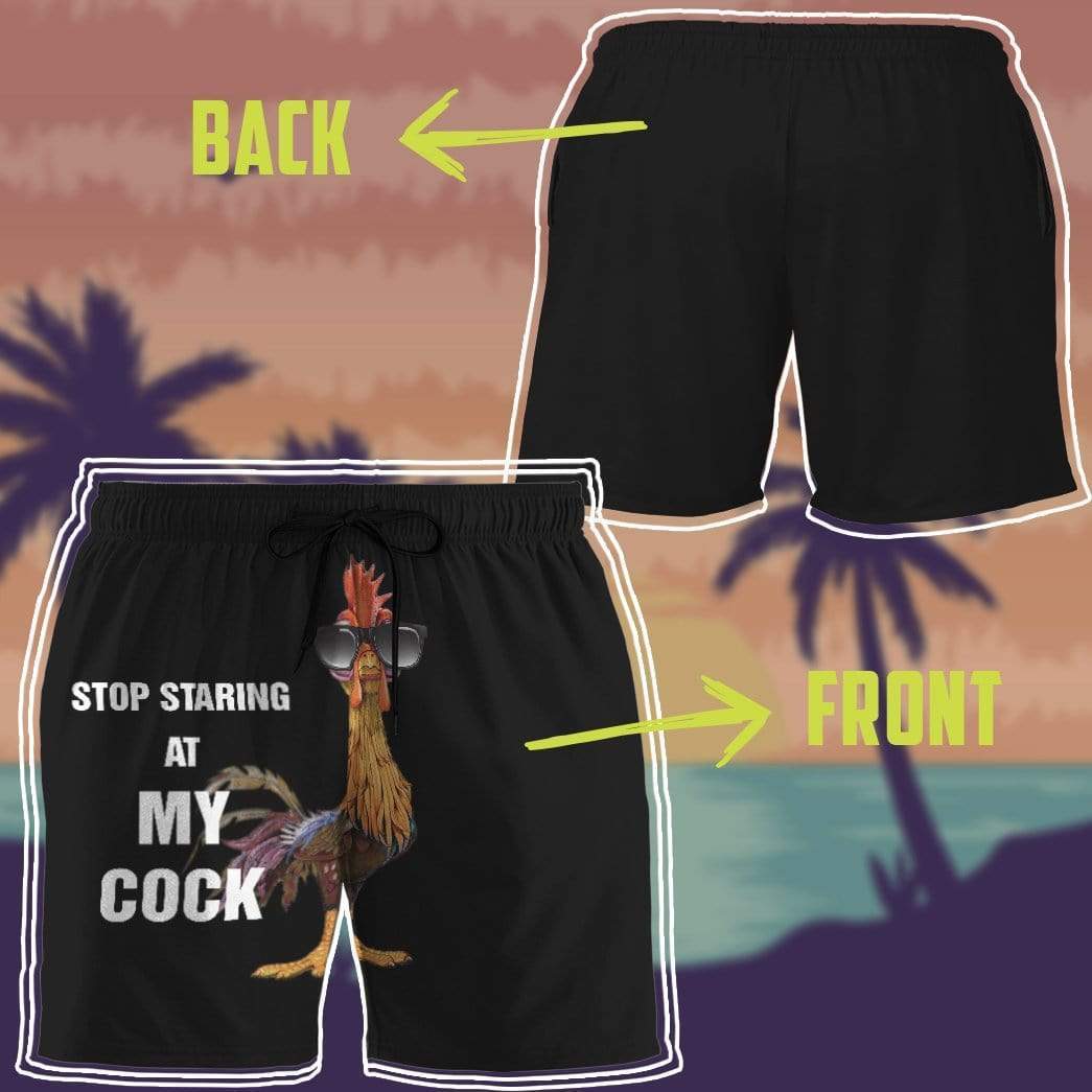 Gearhumans 3D Stop staring at my cock Beach Shorts Swim Trunks GV03077 Men Shorts