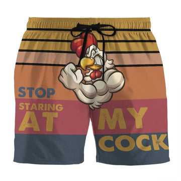 Gearhumans 3D Stop Staring At My Cock Custom Beach Shorts