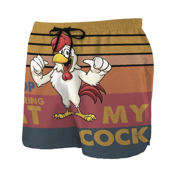 Gearhumans 3D Stop staring at my cock Custom Beach Shorts Swim Trunks