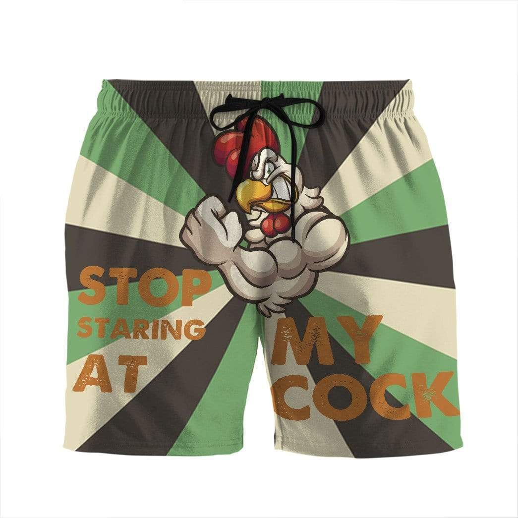 Gearhumans 3D Stop staring at my cock Custom Beach Shorts Swim Trunks GS03073 Men Shorts Men Shorts S