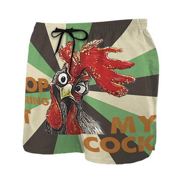 Gearhumans 3D Stop staring at my cock Custom Beach Shorts Swim Trunks