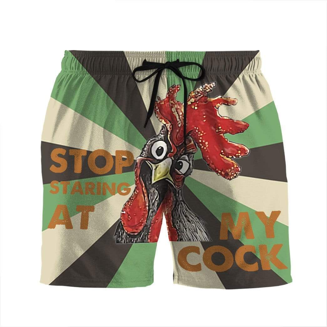Gearhumans 3D Stop staring at my cock Custom Beach Shorts Swim Trunks GS03074 Men Shorts Men Shorts S