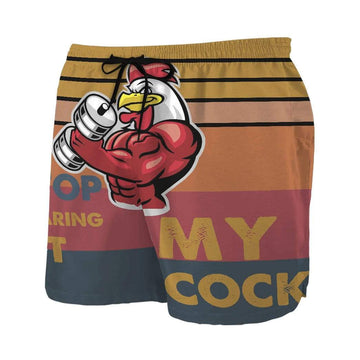 Gearhumans 3D Stop staring at my cock Custom Beach Shorts Swim Trunks