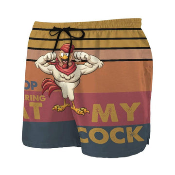 Gearhumans 3D Stop staring at my cock Custom Beach Shorts Swim Trunks