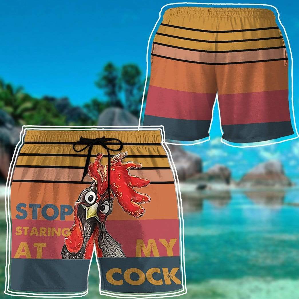 Gearhumans 3D Stop staring at my cock Custom Beach Shorts Swim Trunks GV02072 Men Shorts