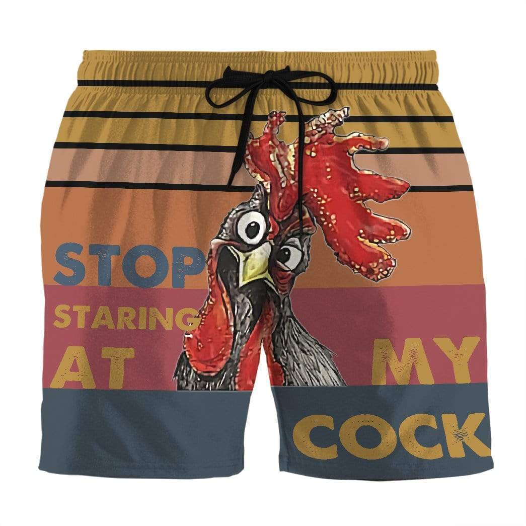 Gearhumans 3D Stop staring at my cock Custom Beach Shorts Swim Trunks GV02072 Men Shorts Men Shorts S
