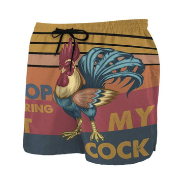 Gearhumans 3D stop staring at my cock Custom Summer Beach Shorts Swim Trunks